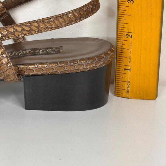 Brighton Brown Faux Snakeskin Sandals With Silver Floral Medallion Size 8.5 - Picture 8 of 10